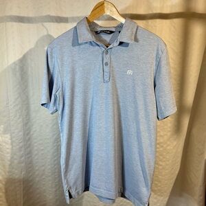 Travis Mathew Light Blue Polo Shirt Heather Pima Cotton Blend - Beck Collection